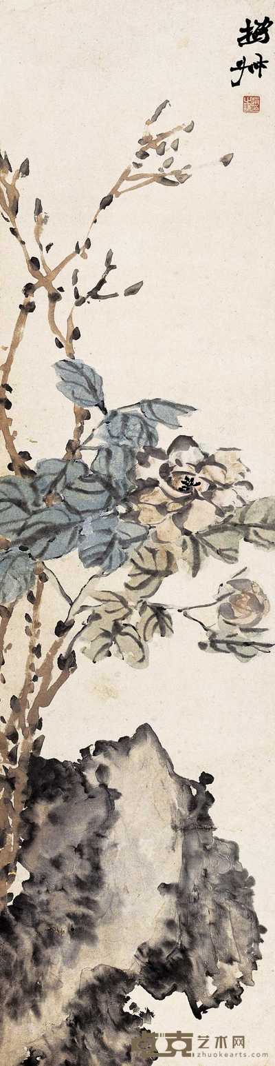 赵之谦 花卉 立轴 147.8×38.2cm